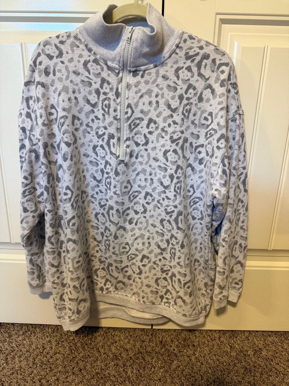 aerie Light Gray Ribbed Half-Zip Pullover